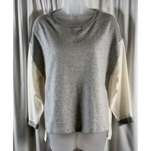 Ann Taylor LOFT Hi-Lo Media Sweatshirt, Gray & Ivory, Sz: S, 73-71